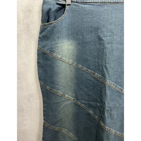 Vintage Me & You Maxi Jean Skirt Size 1X Rise Flared Hippie Cowgirl Boho Y2K 90s - Picture 3 of 10